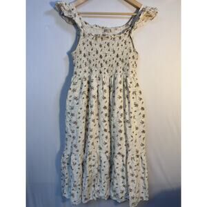 Inherit Floral Smocked Dress XL Cottagecore Prairie Midi Pockets Lined